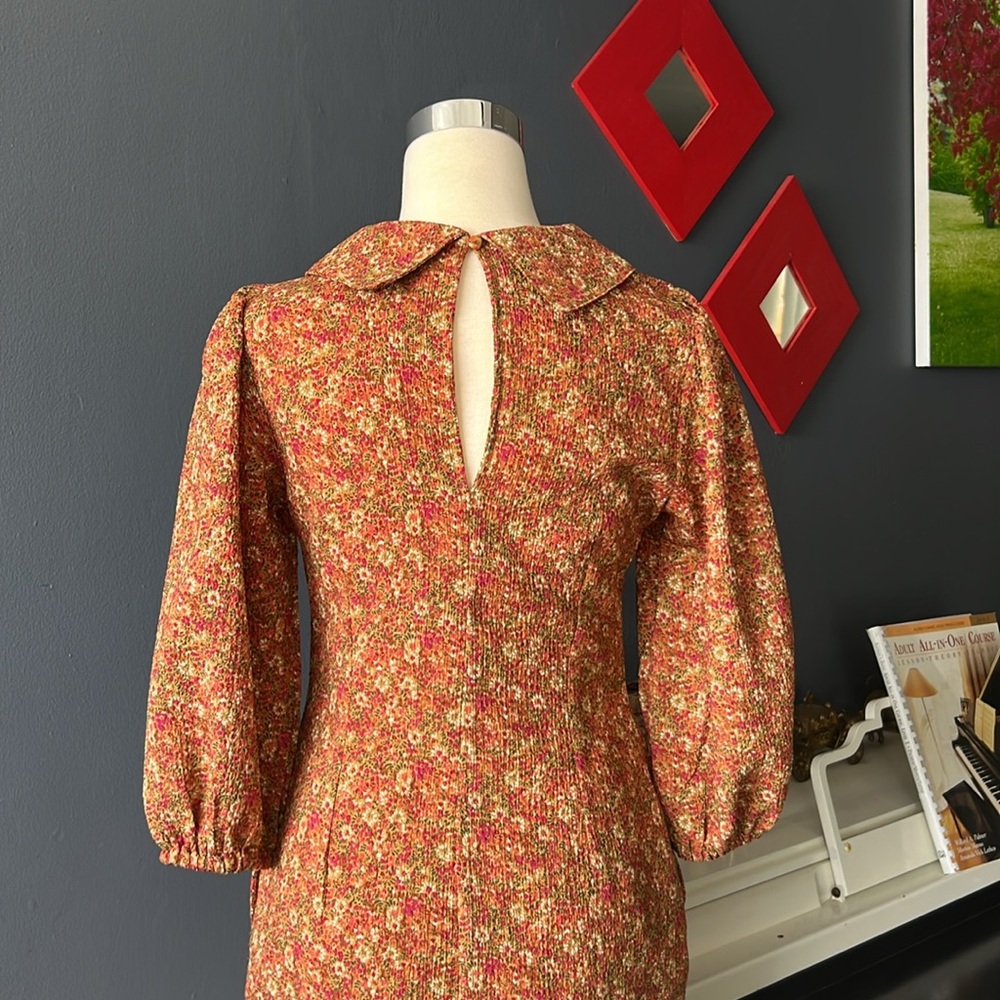 Balloon sleeves vintage floral dress size XS - Picture 5 of 10